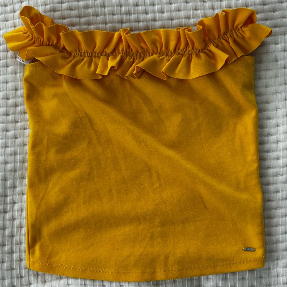 Guess Vibrant Yellow Ruffle Top